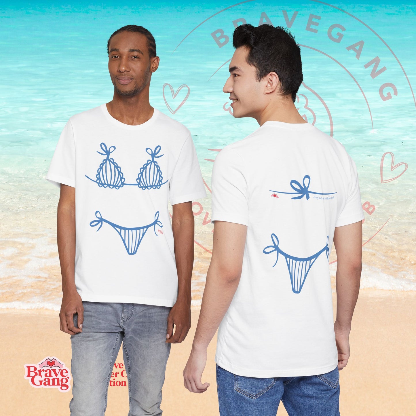 BraveGang Every Body is a Bikini Body Tee with Blue Bikini Print