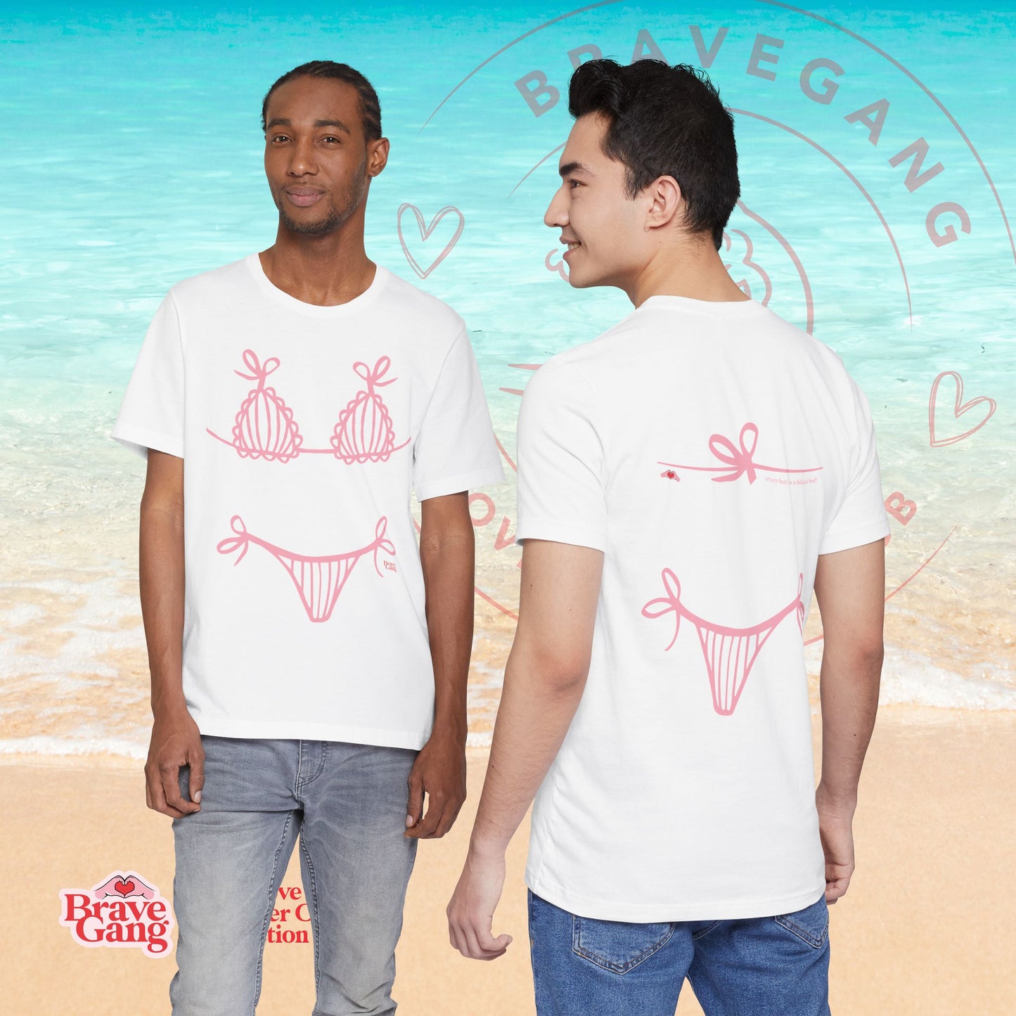 BraveGang Every Body is a Bikini Body Tee with Pink Bikini Print