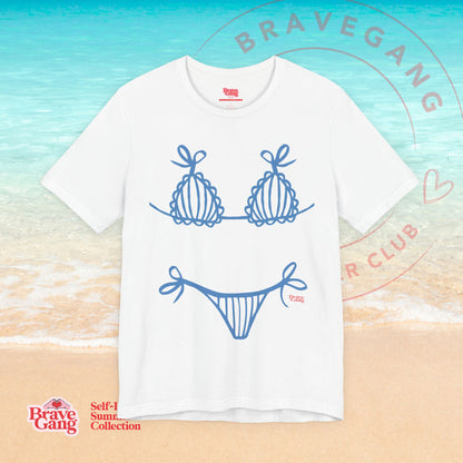 BraveGang Every Body is a Bikini Body Tee with Blue Bikini Print