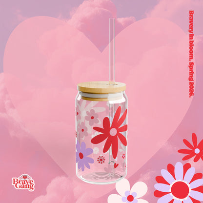 #BraveGang Bravery in Bloom Sipper Glass ✨ 16oz • Made with Love