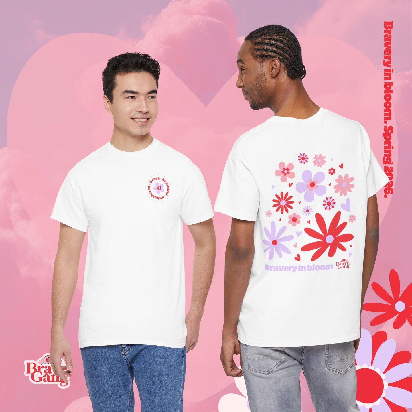 #BraveGang Bravery in Bloom Tee ✨ Cotton • Pink or White • Made with Love
