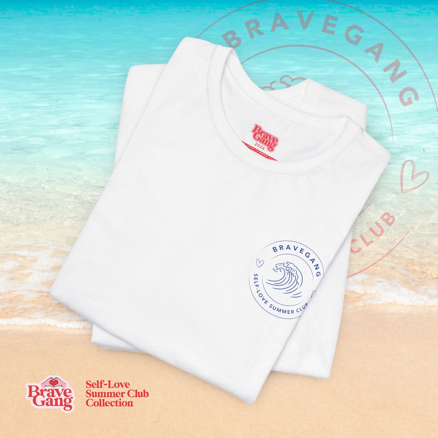 BraveGang Self-Love Summer Club Tee with Blue Print and Swim Shorts