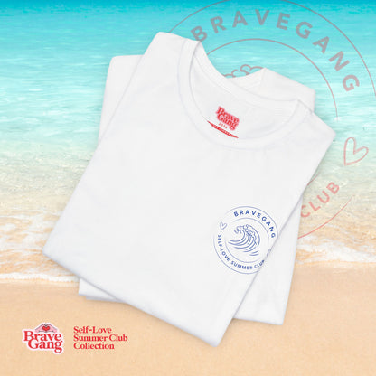 BraveGang Self-Love Summer Club Tee with Blue Print and Swim Shorts