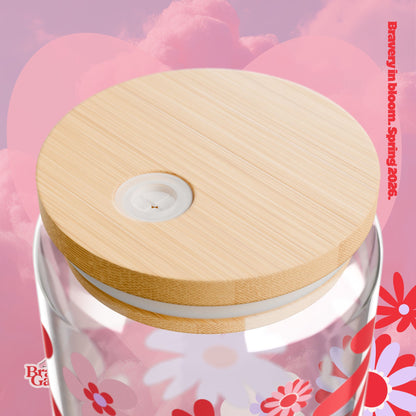 #BraveGang Bravery in Bloom Sipper Glass ✨ 16oz • Made with Love