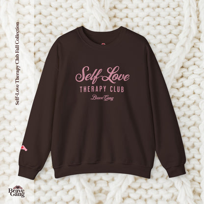 #BraveGang Self-Love Therapy Club Crewneck 🍂 Cozy Sweatshirt 🍂 Chocolate Brown