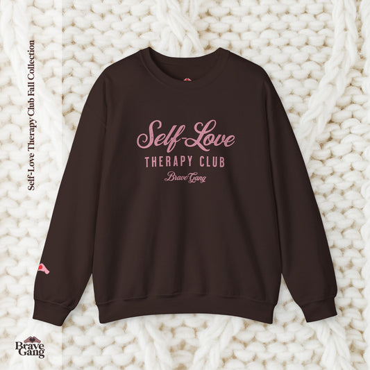 #BraveGang Self-Love Therapy Club Crewneck 🍂 Cozy Sweatshirt 🍂 Chocolate Brown