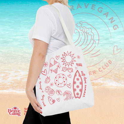 BraveGang Self-Love Summer Club Beach Tote with Red Summer Print
