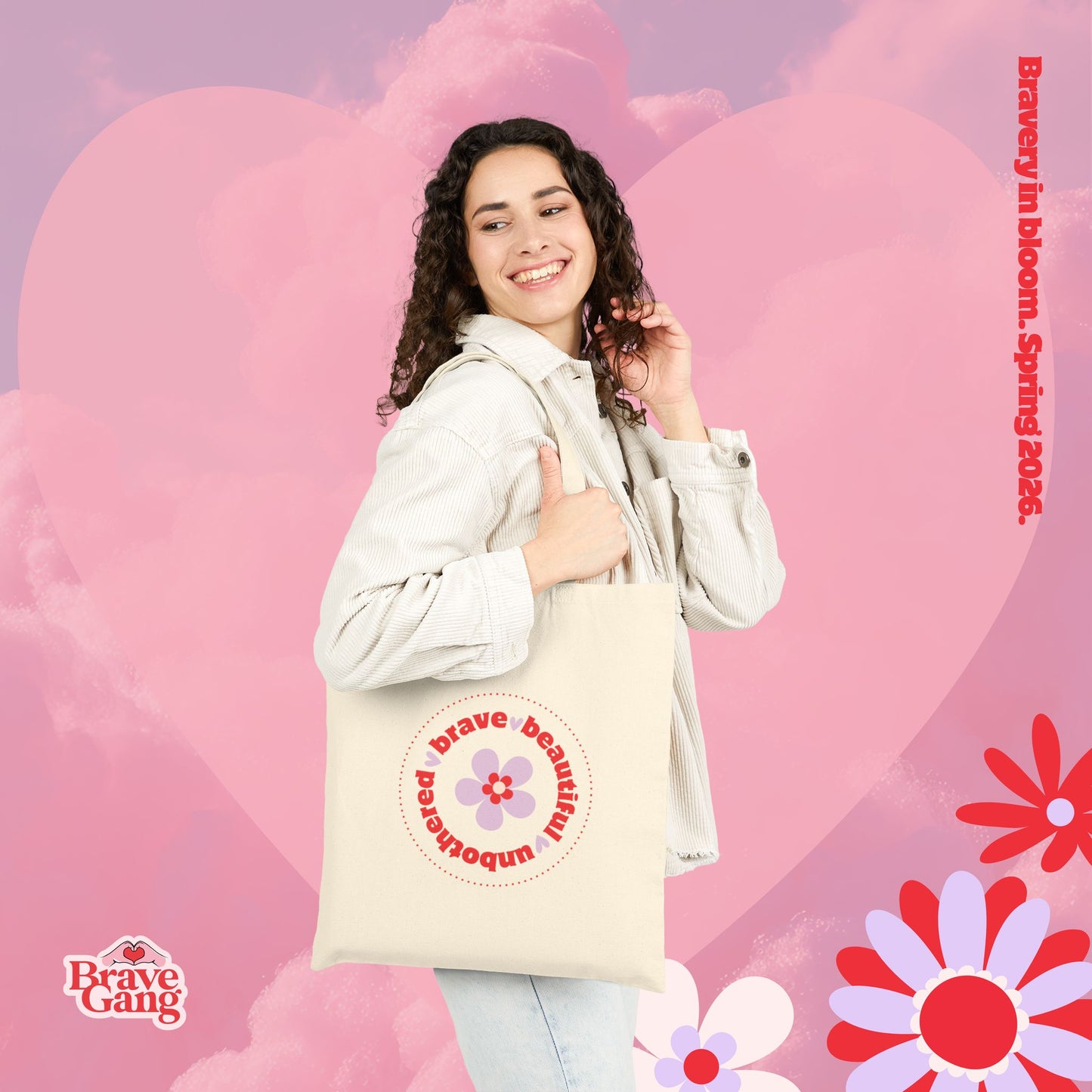 #BraveGang Bravery in Bloom Tote ✨ Cotton Canvas • Natural • Made with Love