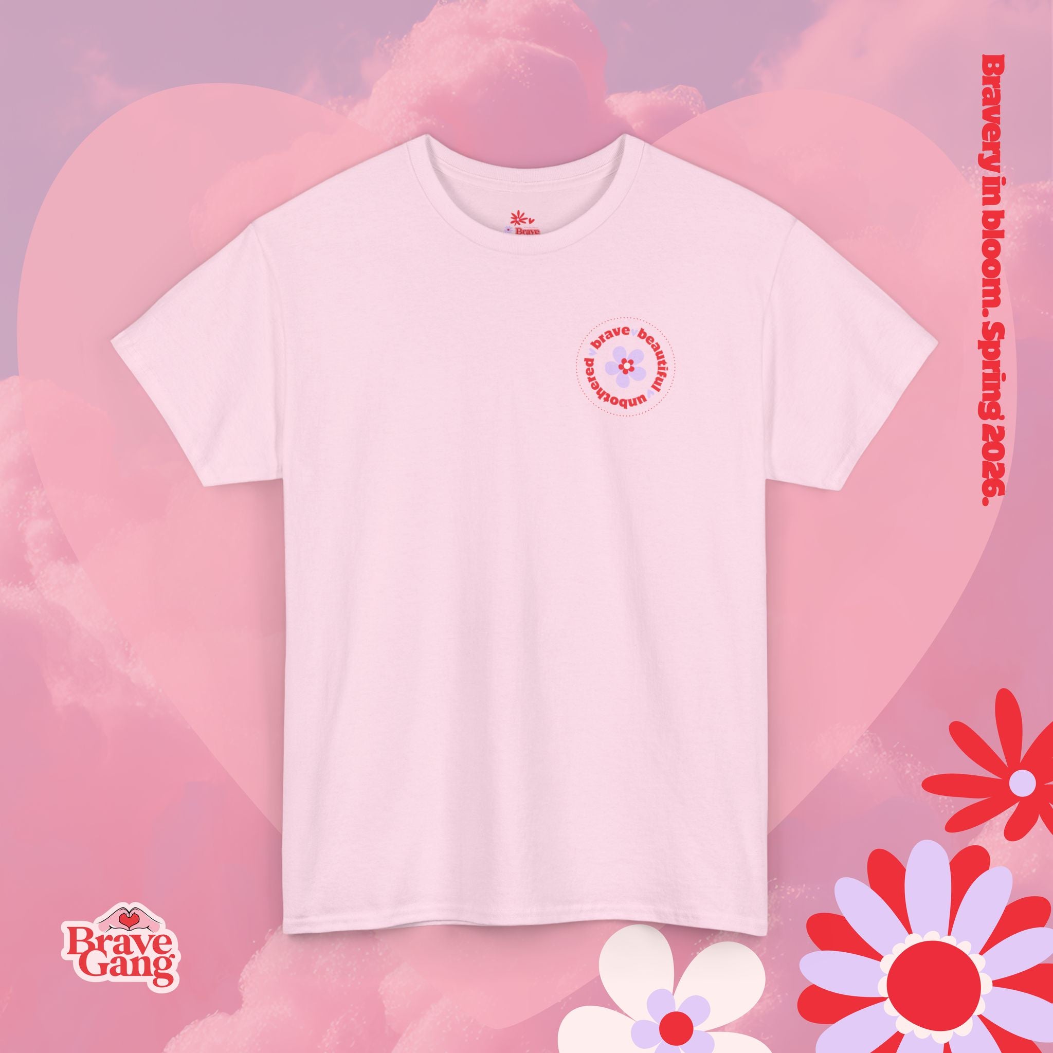 BraveGang Bravery in Bloom Tee ✨ Cotton • Pink or White • Made