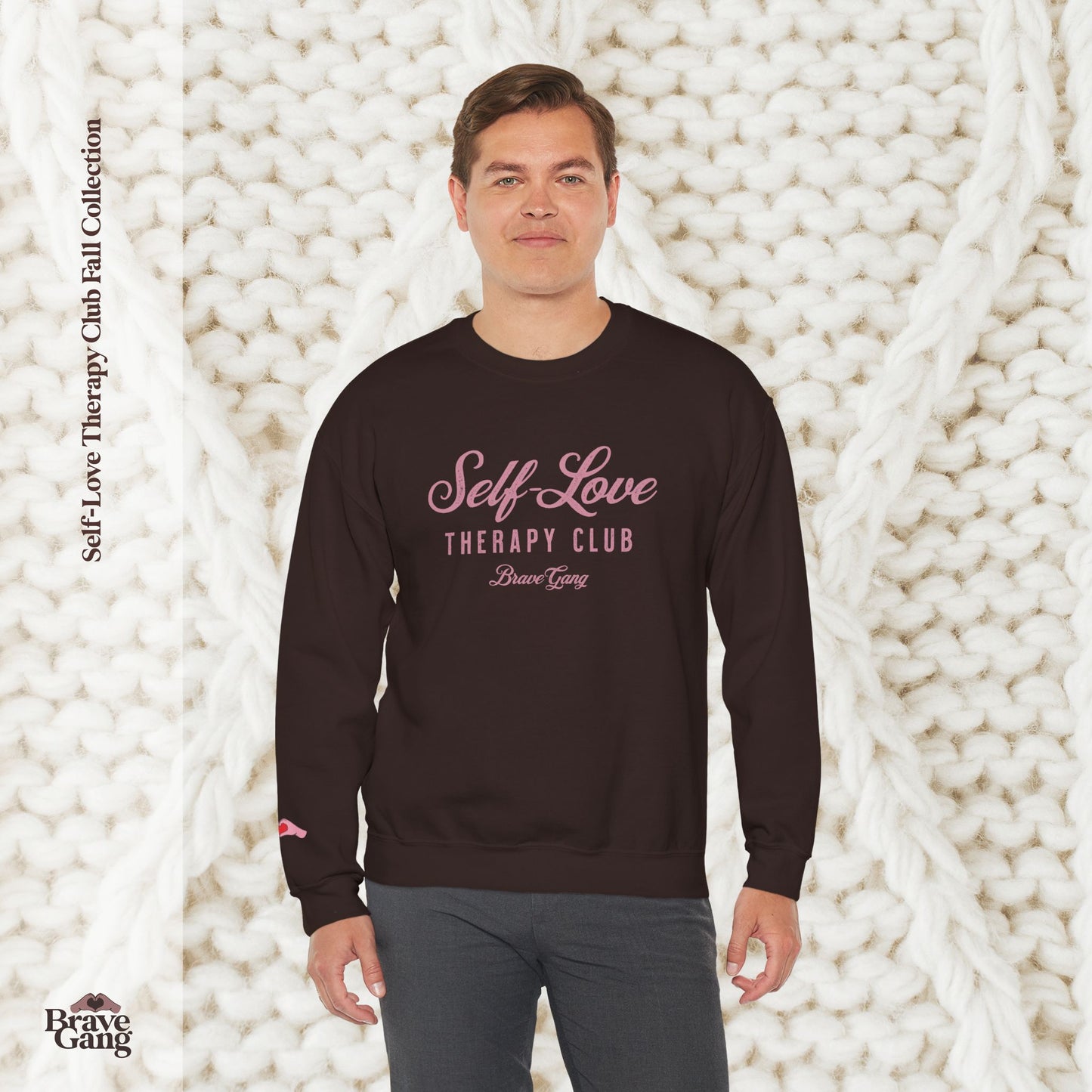 #BraveGang Self-Love Therapy Club Crewneck 🍂 Cozy Sweatshirt 🍂 Chocolate Brown