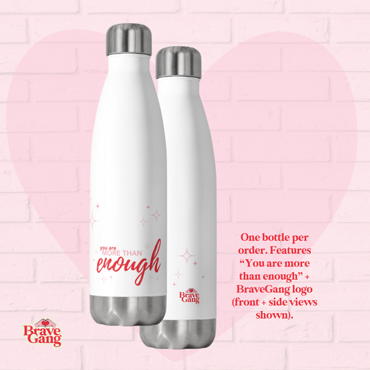 #BraveGang Insulated Water Bottle •  White - 20oz • Made with Love