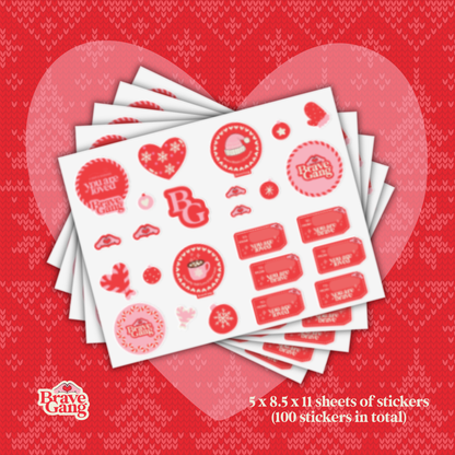 BraveGang Holiday Collection 2025 | Sticker Sheet Bundle | 5 Sheets • 100 Stickers Total