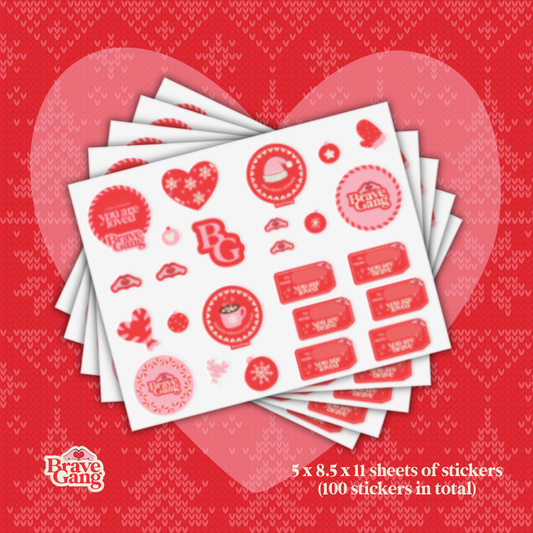 BraveGang Holiday Collection 2025 | Sticker Sheet Bundle | 5 Sheets • 100 Stickers Total