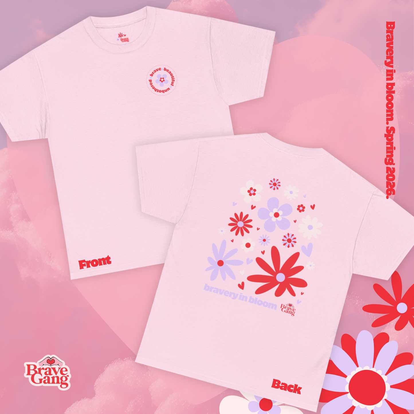 #BraveGang Bravery in Bloom Tee ✨ Cotton • Pink or White • Made with Love