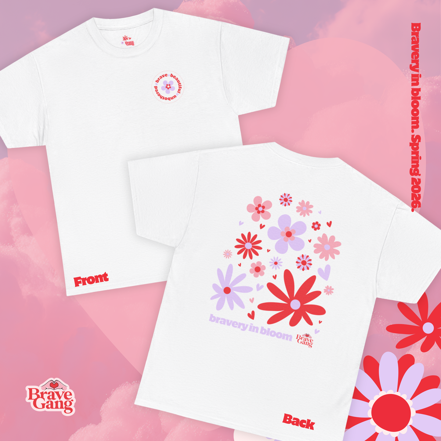 #BraveGang Bravery in Bloom Tee ✨ Cotton • Pink or White • Made with Love