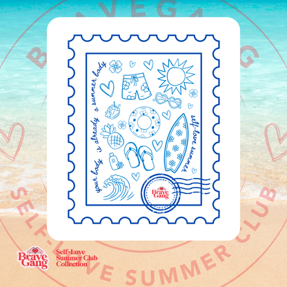 BraveGang Self-Love Summer Club Tee with Blue Print and Swim Shorts