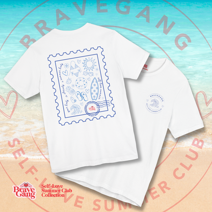 BraveGang Self-Love Summer Club Tee with Blue Print with Bikini