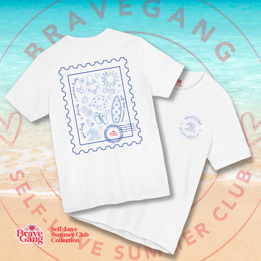 BraveGang Self-Love Summer Club Tee with Blue Print with Bikini