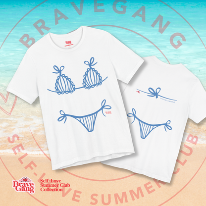 BraveGang Every Body is a Bikini Body Tee with Blue Bikini Print