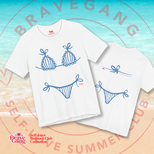 BraveGang Every Body is a Bikini Body Tee with Blue Bikini Print