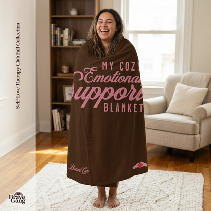 #BraveGang Cozy Emotional Support Blanket 🍂 60" x 80" 🍂 Chocolate Brown + Pink