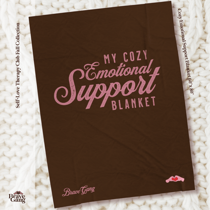 #BraveGang Cozy Emotional Support Blanket 🍂 60" x 80" 🍂 Chocolate Brown + Pink