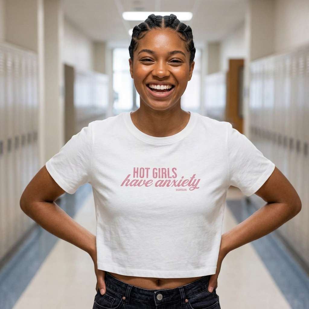 #BraveGang Hot Girls Have Anxiety Baby Tee 🍂 Cropped Fit 🍂 Sizes S–5XL