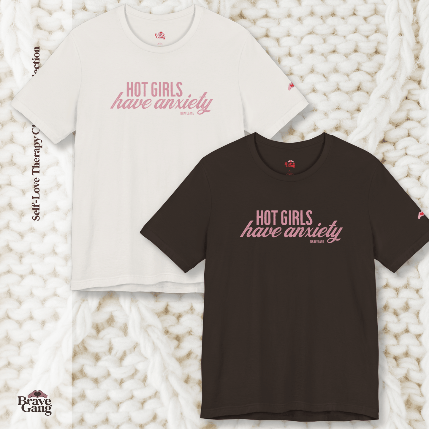 #BraveGang Hot Girls Have Anxiety Tee 🍂 Vintage White or Chocolate Brown 🍂 Made with Love