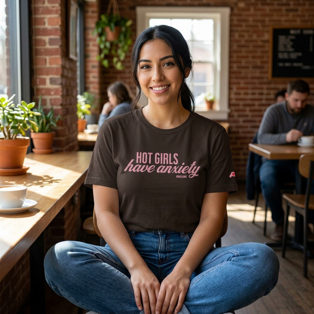 #BraveGang Hot Girls Have Anxiety Tee 🍂 Vintage White or Chocolate Brown 🍂 Made with Love