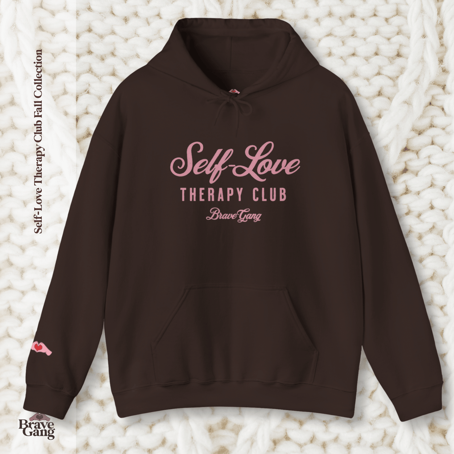 #BraveGang Self-Love Therapy Club Hoodie 🍂 Cozy Heavy Blend 🍂 Chocolate Brown