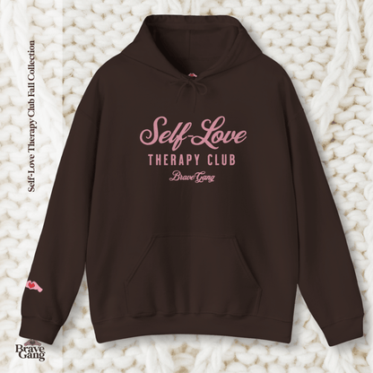 #BraveGang Self-Love Therapy Club Hoodie 🍂 Cozy Heavy Blend 🍂 Chocolate Brown