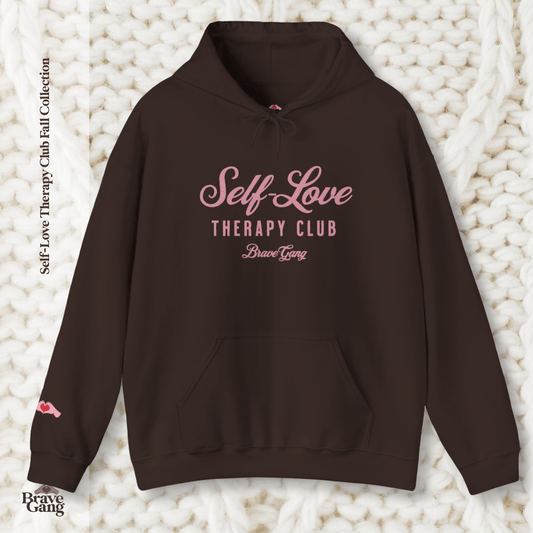 #BraveGang Self-Love Therapy Club Hoodie 🍂 Cozy Heavy Blend 🍂 Chocolate Brown