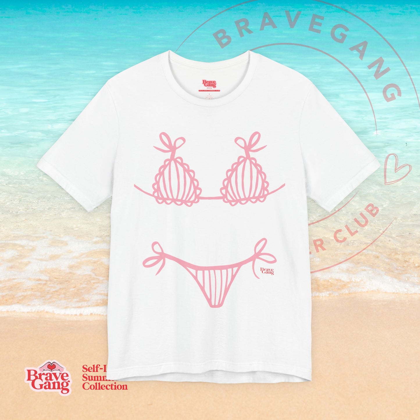 BraveGang Every Body is a Bikini Body Tee with Pink Bikini Print