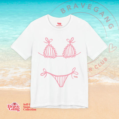 BraveGang Every Body is a Bikini Body Tee with Pink Bikini Print
