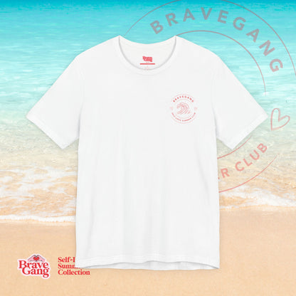 BraveGang Self-Love Summer Club Tee with Red Print and Swim Shorts