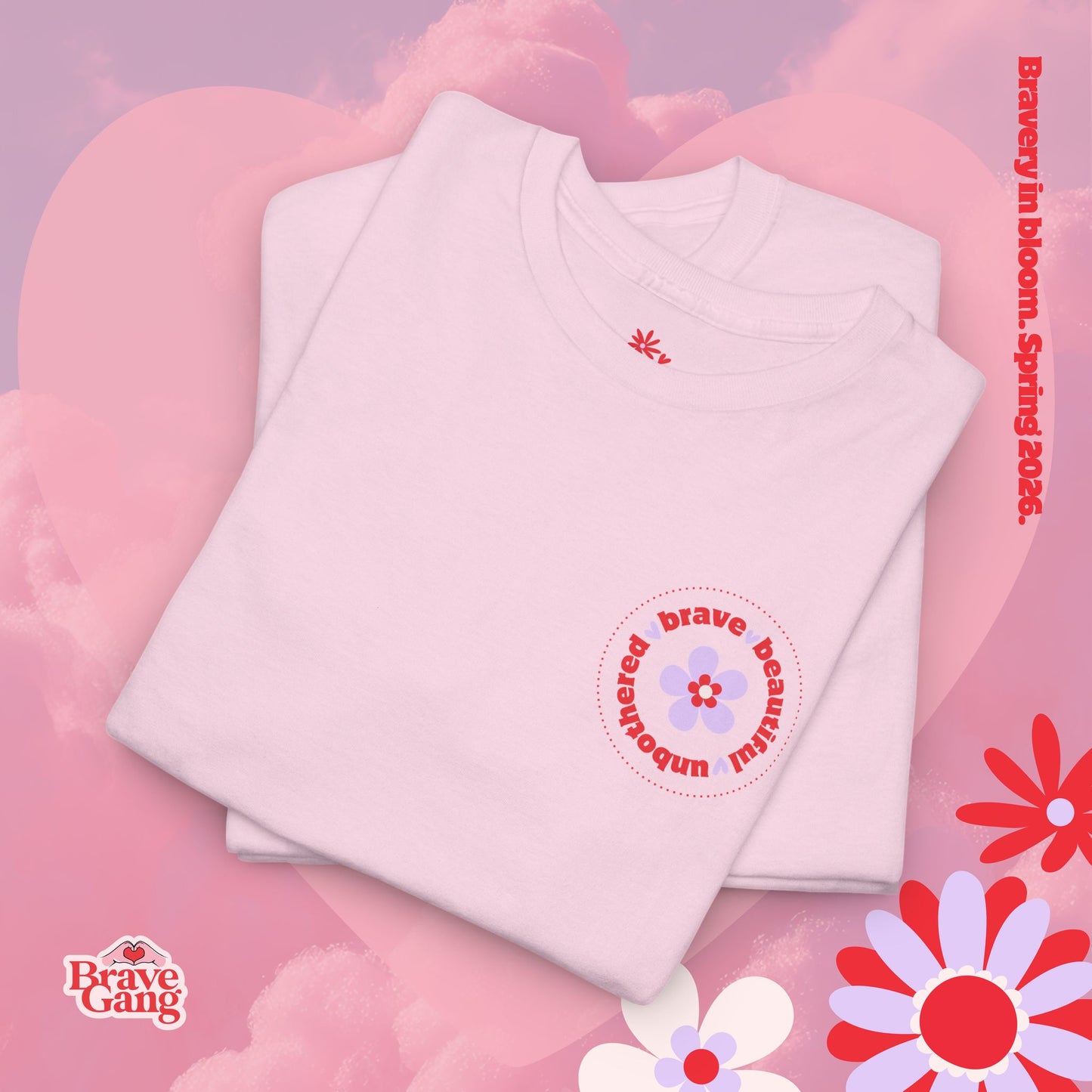 #BraveGang Bravery in Bloom Tee ✨ Cotton • Pink or White • Made with Love