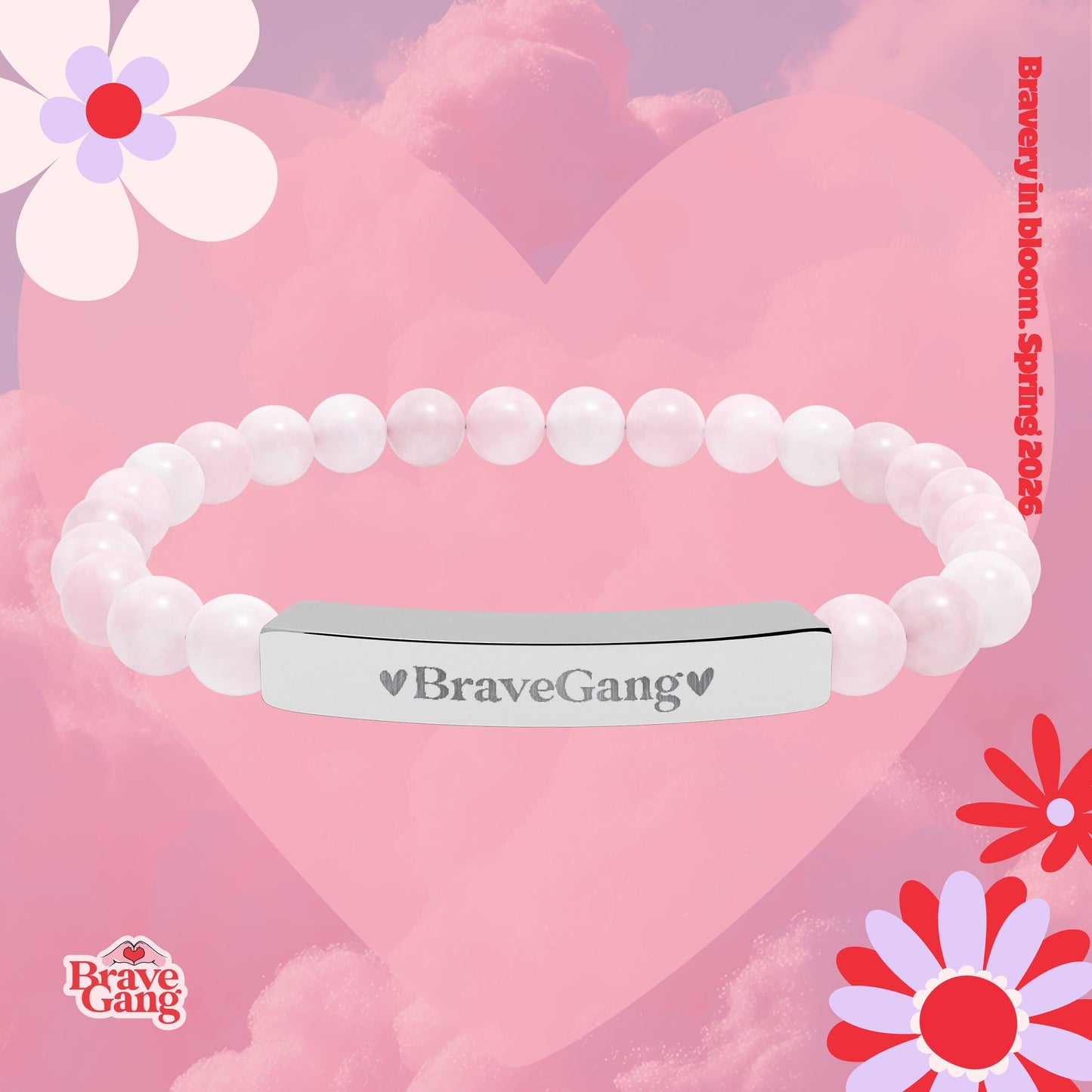 #BraveGang Bravery Bracelet ✨ Natural Stone • Rose Quartz • Made with Love