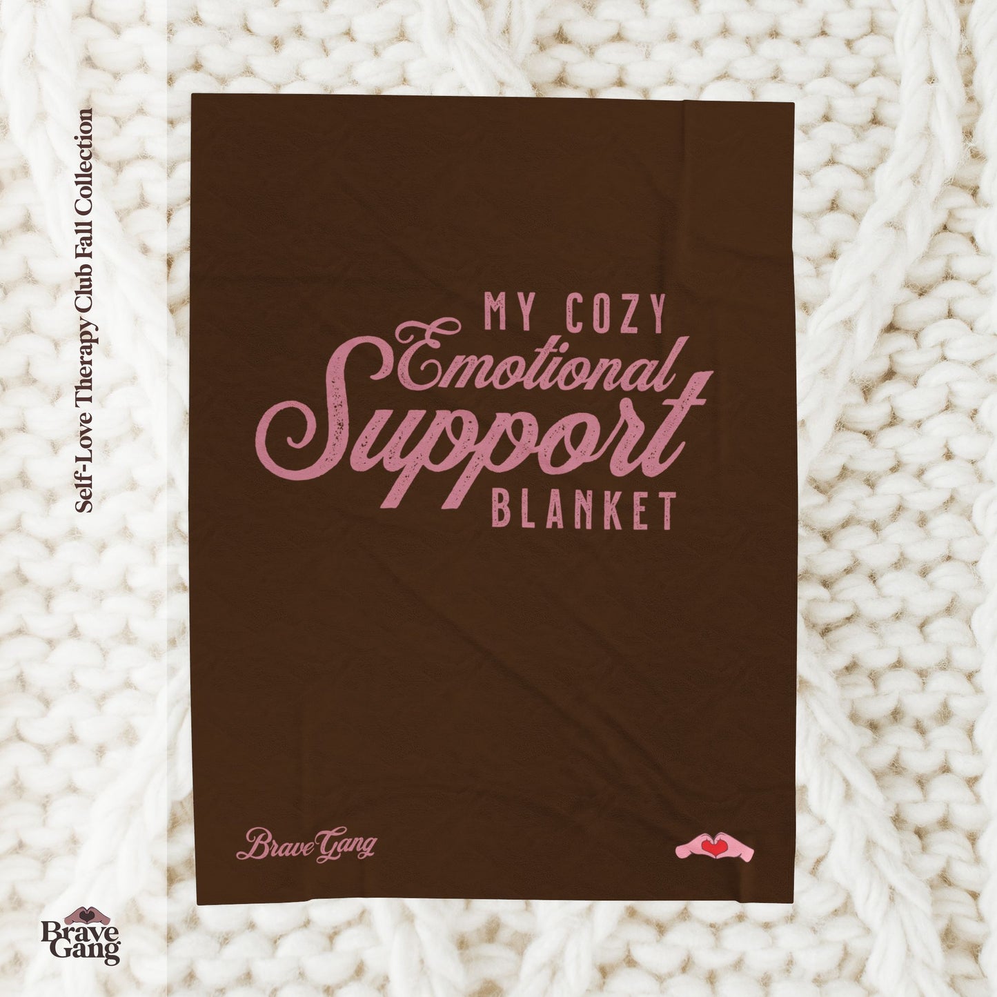 #BraveGang Cozy Emotional Support Blanket 🍂 60" x 80" 🍂 Chocolate Brown + Pink