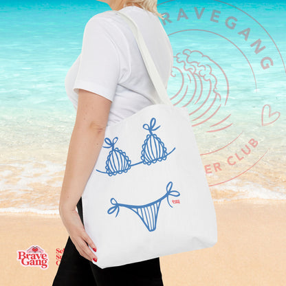 BraveGang Self-Love Summer Club Beach Tote with Blue Bikini Print