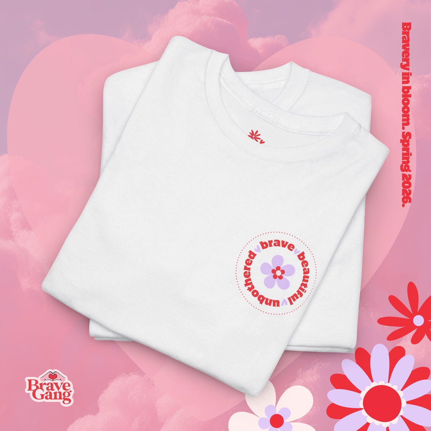 #BraveGang Bravery in Bloom Tee ✨ Cotton • Pink or White • Made with Love