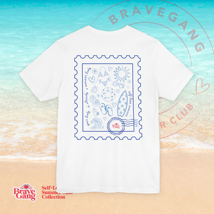 BraveGang Self-Love Summer Club Tee with Blue Print with Bikini