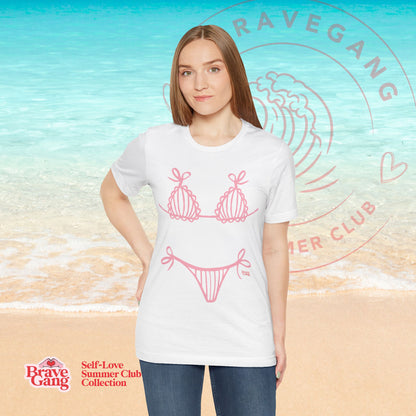 BraveGang Every Body is a Bikini Body Tee with Pink Bikini Print