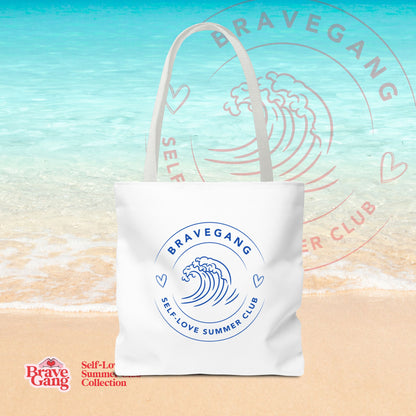 BraveGang Self-Love Summer Club Beach Tote with Blue Summer Print