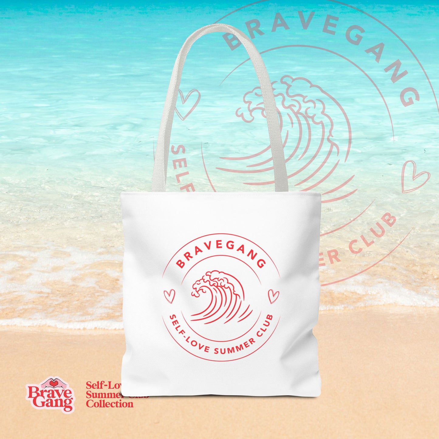 BraveGang Self-Love Summer Club Beach Tote with Red Summer Print