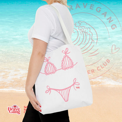 BraveGang Self-Love Summer Club Beach Tote with Pink Bikini Print
